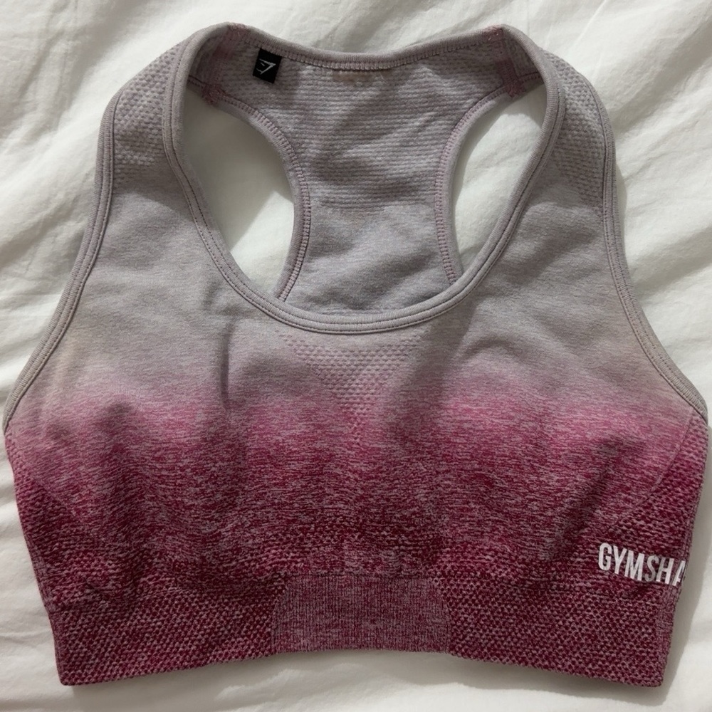 GYMSHARK Pink Ombre Seamless Sports bra